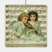 Viktorianische WeihnachtsAngeln Geige und Notenmus Keramikornament (Rückseite)