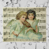 Viktorianische WeihnachtsAngeln Geige und Notenmus Puzzle