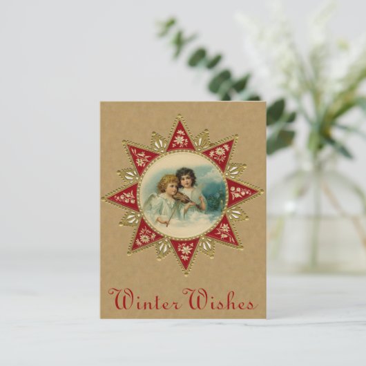 Viktorianische WeihnachtsAngels Postkarte (Stehend Vorderseite)