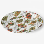 Viktorianische Weihnachtsbäume, Holly & Music Pappteller (Schrägansicht)