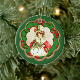 Viktorianische Weihnachtsdame gibt Stimmung Keramik Ornament