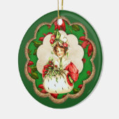Viktorianische Weihnachtsdame gibt Stimmung Keramik Ornament (Links)