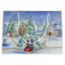 Viktorianische Weihnachtsdorf-Geschenktasche