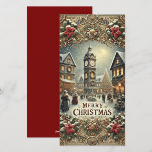 Viktorianische Weihnachtsdörfchen Ferienkarte Feiertagskarte