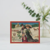 Viktorianische Weihnachtsfamilie Postkarte (Stehend Vorderseite)