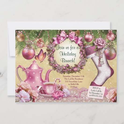 Viktorianische Weihnachtsfeier Einladung (Rückseite)