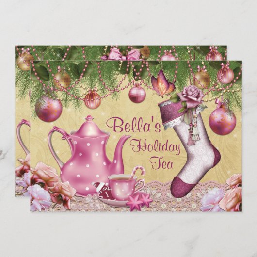 Viktorianische Weihnachtsfeier Einladung (Vorne/Hinten)