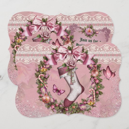 Viktorianische Weihnachtsfeier Einladung (Vorne/Hinten)