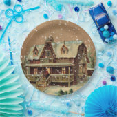 Viktorianische Weihnachtsfeier in Winterillustrati Pappteller (Party)