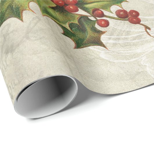 Viktorianische Weihnachtsfeier, Pine & Holly Colla Geschenkpapier (Rolleneckpunkt)
