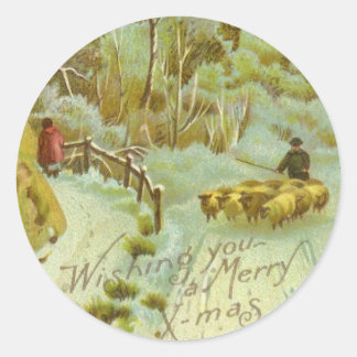 viktorianische Weihnachtsgrüße Runder Aufkleber