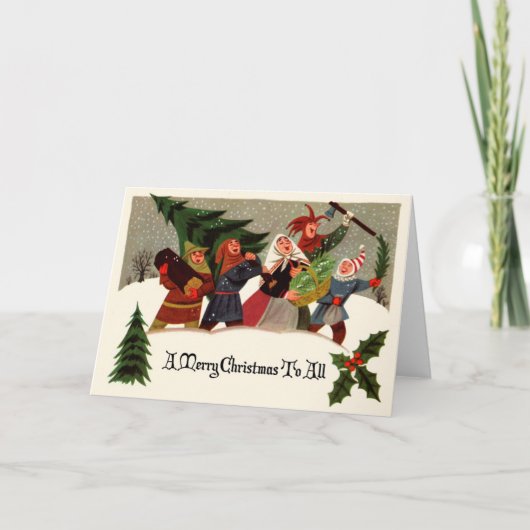 Viktorianische Weihnachtsgrüßkarte Feiertagskarte (Vorderseite)