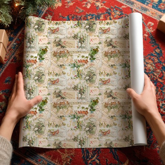 Viktorianische Weihnachtskarte Collage Geschenkpapier