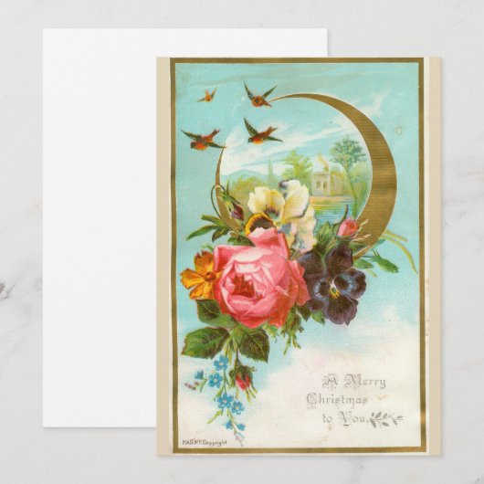 Viktorianische Weihnachtskarte Feiertagskarte (Vorne/Hinten)