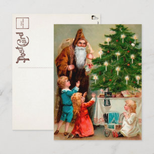 Viktorianische Weihnachtskarte mit braungewandetem Postkarte