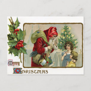 Viktorianische Weihnachtskarte mit Santa Claus Postkarte