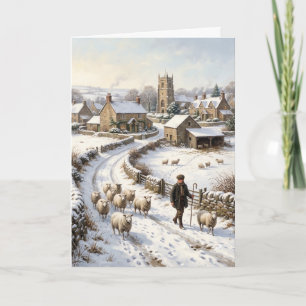 Viktorianische Weihnachtskarte mit Schäfer und Sch Feiertagskarte