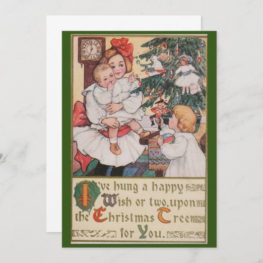 Viktorianische Weihnachtskarte, viktorianisch, Vin Dankeskarte (Vorne/Hinten)