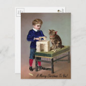 Viktorianische Weihnachtskatze Postkarte (Vorne/Hinten)