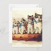 Viktorianische Weihnachtskatzen Feiertagspostkarte (Vorne/Hinten)