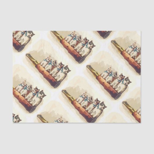 Viktorianische Weihnachtskatzen Seidenpapier (Vorderseite)