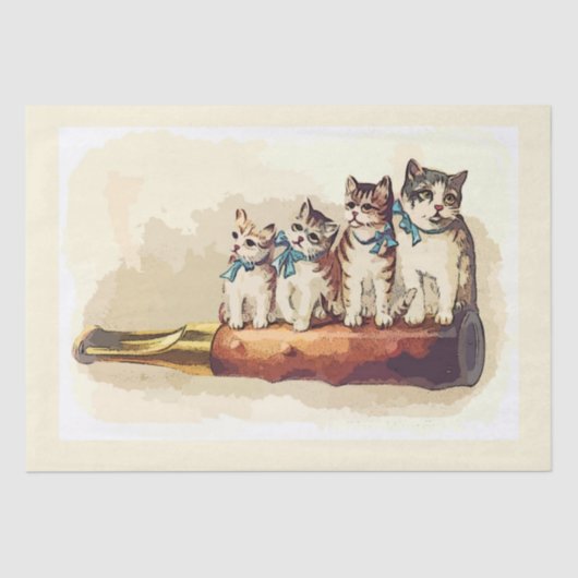 Viktorianische Weihnachtskatzen Seidenpapier (Vorderseite)