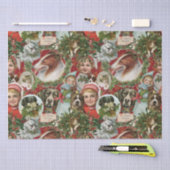 Viktorianische Weihnachtskatzen und Hunde-Brustkol Seidenpapier (Handwerk)