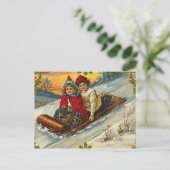 Viktorianische Weihnachtskids Rodelbahn Feiertagspostkarte (Stehend Vorderseite)