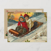 Viktorianische Weihnachtskids Rodelbahn Feiertagspostkarte (Vorne/Hinten)