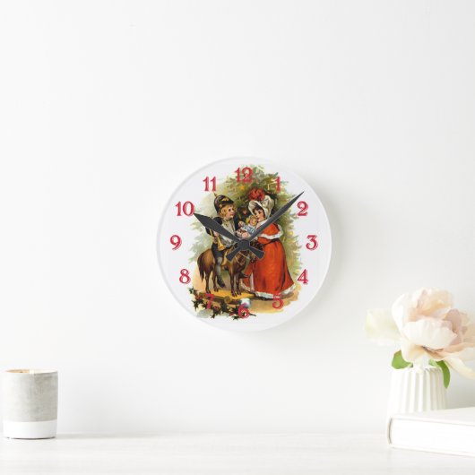 Viktorianische Weihnachtskinder Runde Wanduhr (Zuhause)