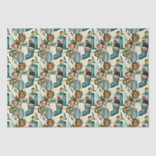 Viktorianische Weihnachtskinder Seidenpapier (Vorderseite)