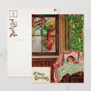 Viktorianische Weihnachtsmann-Fensterspionage-Post Postkarte
