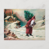 Viktorianische Weihnachtsmann-mit-Baum-Weihnachtsk Postkarte (Vorderseite)