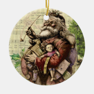 Viktorianische Weihnachtsmann-Santa-Claus-Kunstwer Keramik Ornament