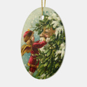 Viktorianische Weihnachtsmann-Verzierung Keramikornament (Links)