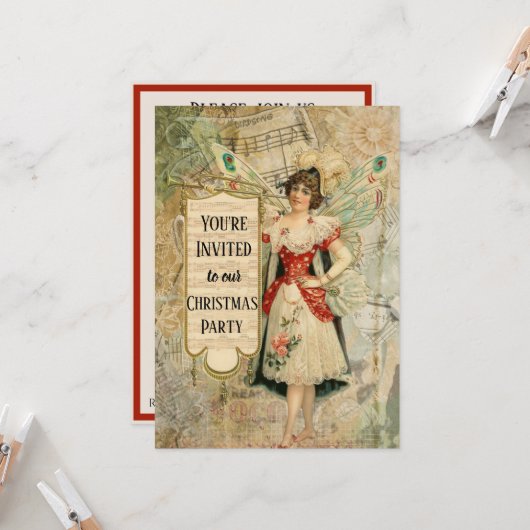 Viktorianische Weihnachtsmusik Einladung (Vorderseite/Rückseite Beispiel)