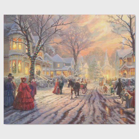 Viktorianische Weihnachtsnachtsnacht Geschenkpapier (Flach)