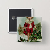 Viktorianische Weihnachtspostkarte, die einen Button (Vorne & Hinten)