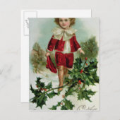 Viktorianische Weihnachtspostkarte, die einen Feiertagspostkarte (Vorne/Hinten)