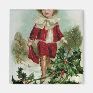 Viktorianische Weihnachtspostkarte, die einen Magnet