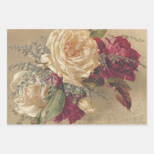 Viktorianische Weihnachtsrosen Geschenkpapier Set