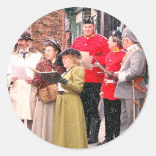 VIKTORIANISCHE WEIHNACHTSSÄNGER RUNDER AUFKLEBER