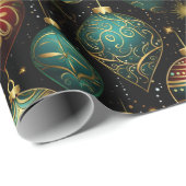 Viktorianische Weihnachtsschmuck mit Goldakzenten Geschenkpapier (Rolleneckpunkt)