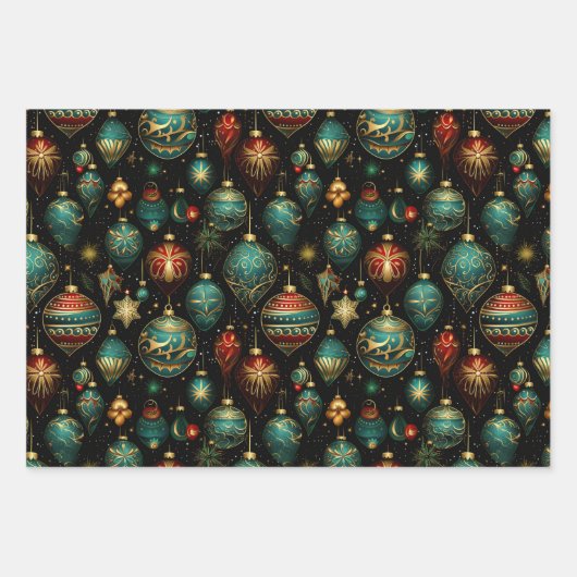 Viktorianische Weihnachtsschmuck mit Goldakzenten Geschenkpapier Set (Vorderseite 3)