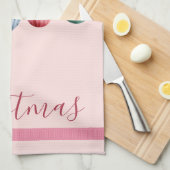 Viktorianische Weihnachtsschmuck Rosa Geschirrtuch (Viertel Falte)