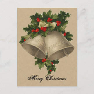 Viktorianische Weihnachtssilberne Bell-Postkarte Feiertagspostkarte