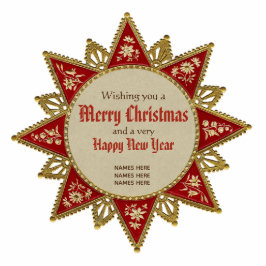 Viktorianische Weihnachtssterndekoration Goldrot Fotoskulptur Ornament