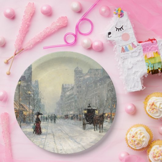 Viktorianische Weihnachtsstraße Pappteller (Party)