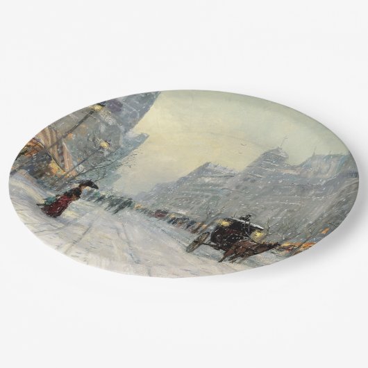 Viktorianische Weihnachtsstraße Pappteller (Schrägansicht)