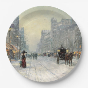 Viktorianische Weihnachtsstraße Pappteller